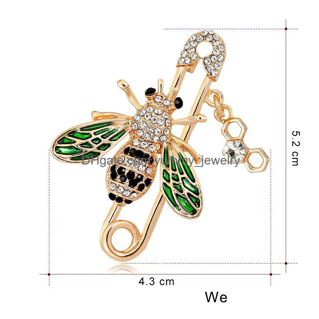 Pins, Brooches 2021 Mti Color Enamel Ainmal Brooches For Women Peacock Bee Butterfly Hedgehog Owl Flamingo Parrot Crystal Brooch Pins Dhvy8