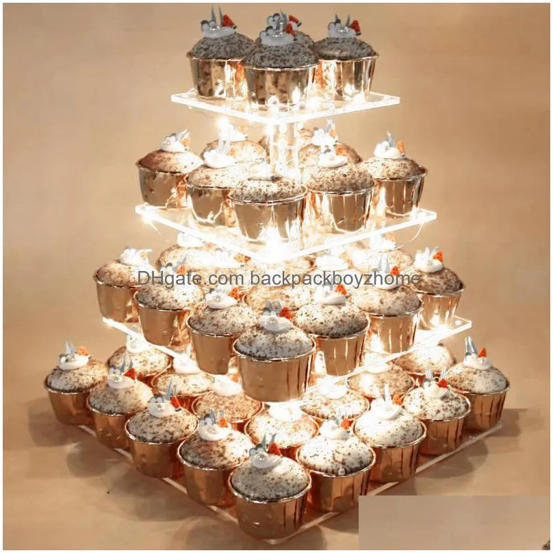 garden decorations 5 tier cardboard cake stand snack pastry dessert tower fruit food display cupcake holder rack birthday party