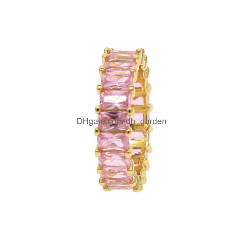 5 color 2019 design aaa baguette cubic zirconia engagement band colorful cz fashion ring women jewelry