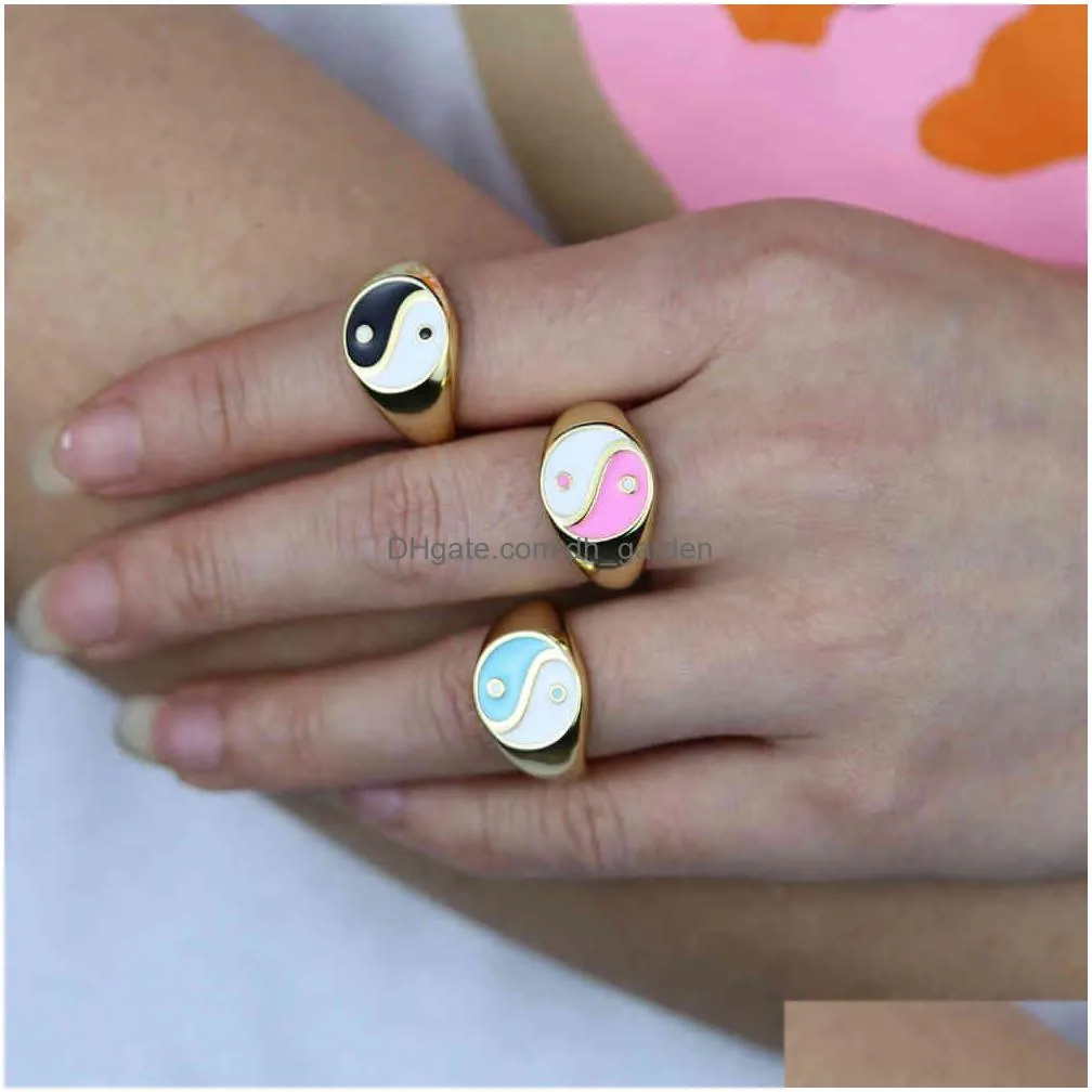 gold color fashion women finger jewelry open adjusted pastel enamel round face dome ring