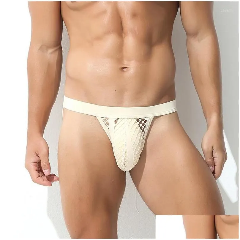 underpants mesh men briefs panties summer underwear male g-string thong solid convex pouch breathable comfort underpant