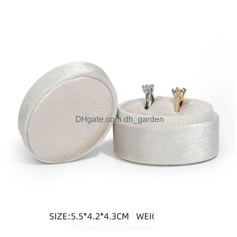 Jewelry Boxes Veet Jewelry Storage Box Oval Proposal Ring Double Rings Earrings Display Collection Boxes For Drop Delivery Jewelry Jew Dh74N