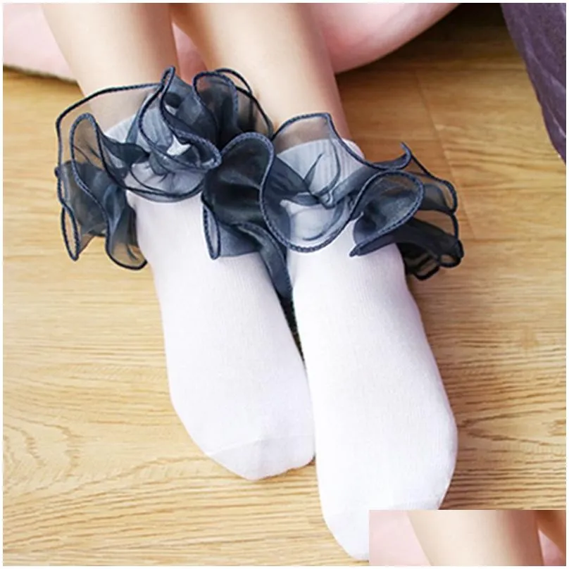 Kids Socks 10 Colors Kids Baby Socks Accessories Girls Cotton Lace Three-Nsional Ruffle Sock Infant Toddler Children Clothing Christma Dh0Ij