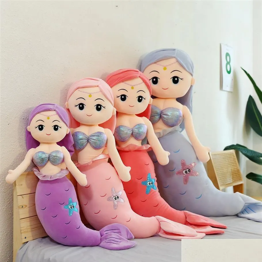 60cm150cm simulation mermaid plush toys kids girls cartoon fish stuffed dolls sofa cushion pillow girlfriend birthday gifts decor284h