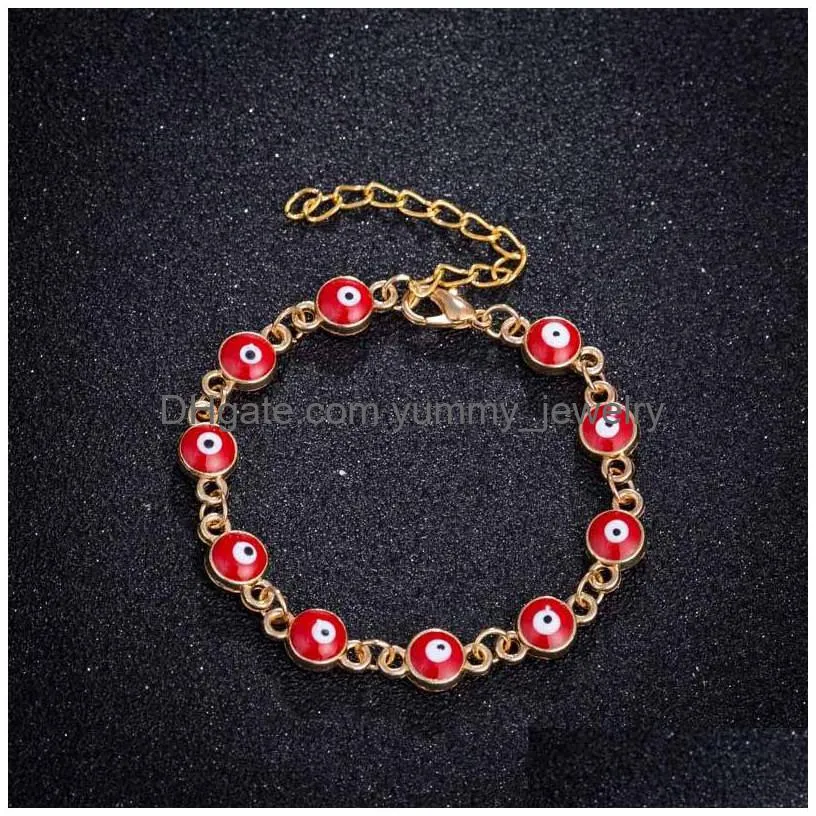 Chain Enamel Blue Evil Eye Charm Bracelets For Women Men Turkish Gold Chains Adjustable Bracelet Bangle Fashion Jewelry In Bk Drop Del Dhx85