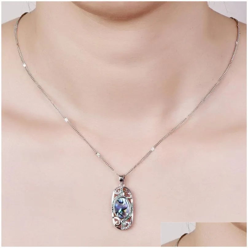 Pendant Necklaces Fashion Elegant Natural Abalone Shell Pendants Necklace For Drop Delivery Jewelry Necklaces Pendants Dhzml