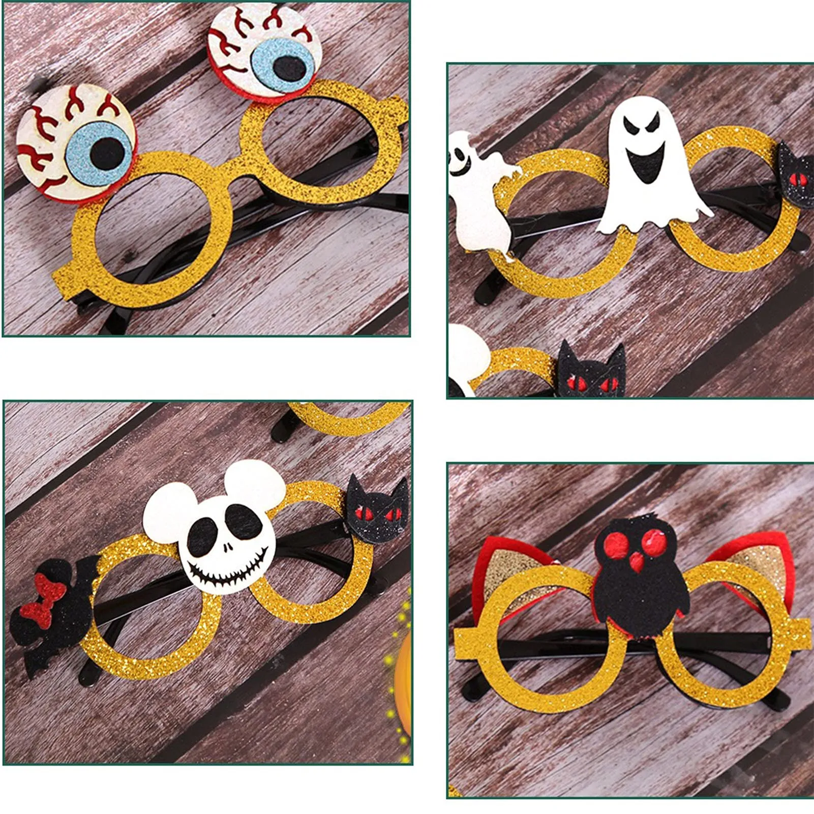 nc halloween glasses party funny glasses cosplay eyeglasses pumpkin spider cat ghost eyewear photo props supplies novelty for costume prop decorations black white yellow 16 x 8cm