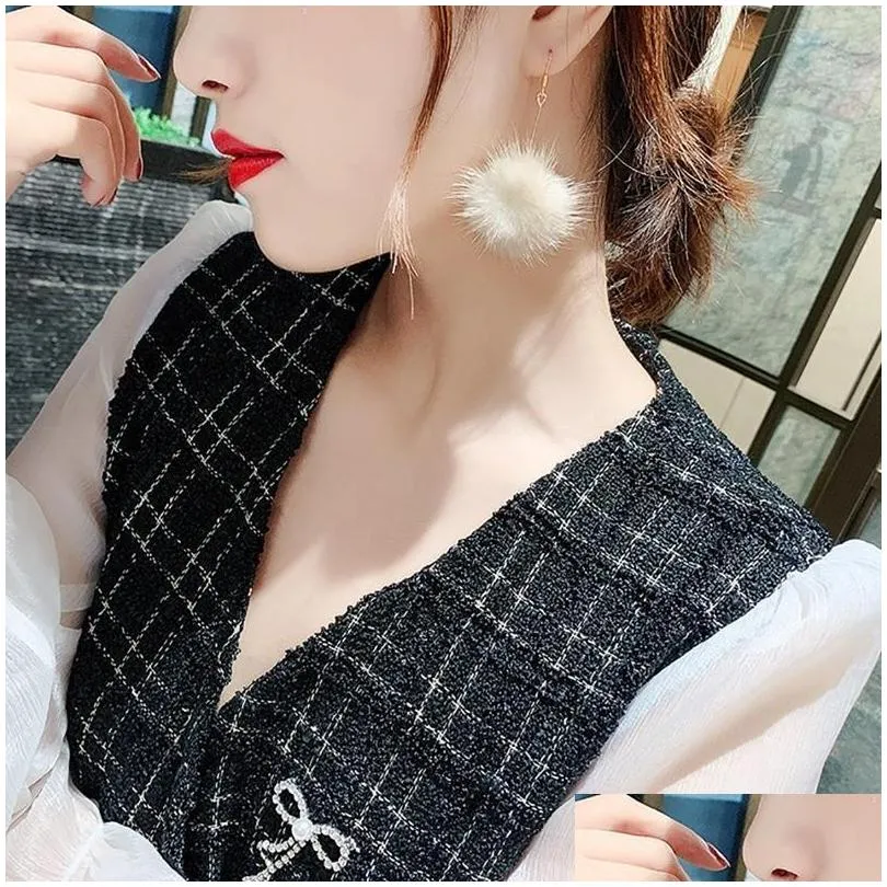 Dangle & Chandelier 2021 Winter Women Accessories Fashion Lovely Pom Fur Ball Long Pendant Dangle Earring Jewelry Christmas Gift Drop Dhlxf