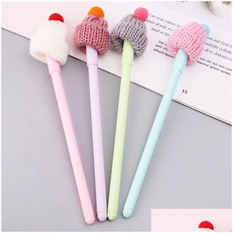 Gel Pens Wholesale Gel Pens 1Pc Creative Hat Shape Shell Pen Diy Office Stationery School Supplies Smooth Writing Black Ink Drop Deliv Dhdzj