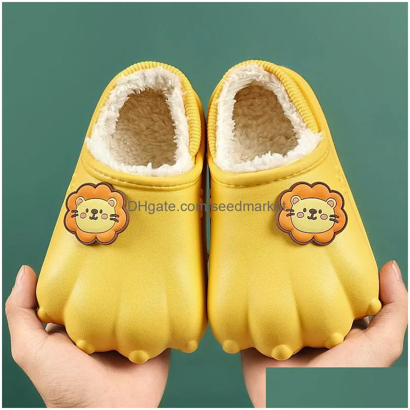 childrens cotton slippers autumn and winter cute soft lightweight cashmere cotton shoes for boys and girls non-slip waterproof baby warm