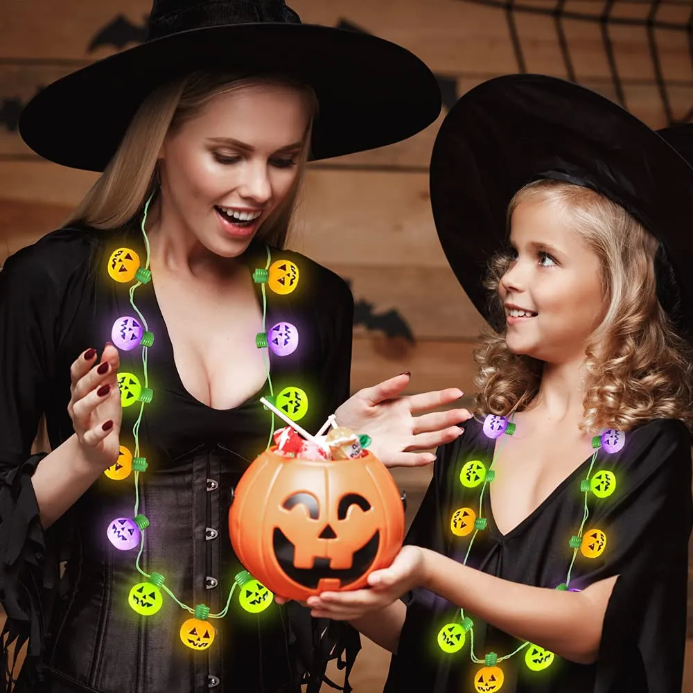 lightup jackolantern necklace with multimode flashing leds halloween party favors halloween party accessories for women men and kids great gift idea stocking stuffer