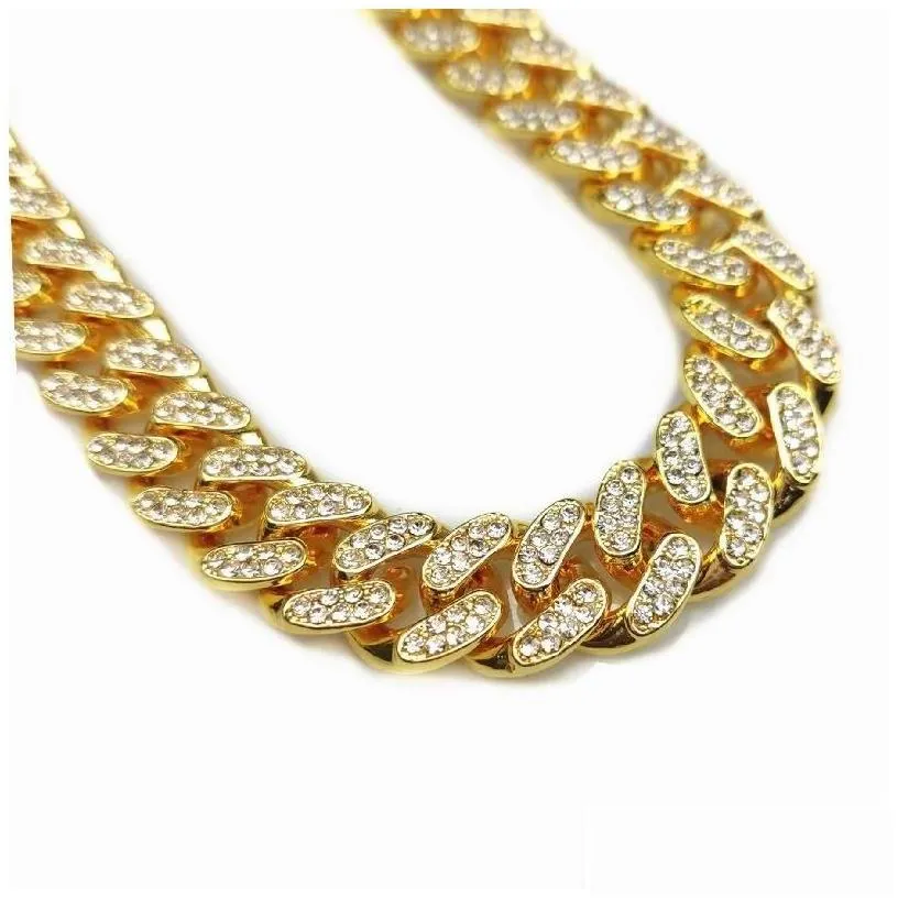 dog collars leashes 125mm pet jewelry rhinestone chain collar metal strong gold cuban link with diamond for dogs puppy cat chaindog