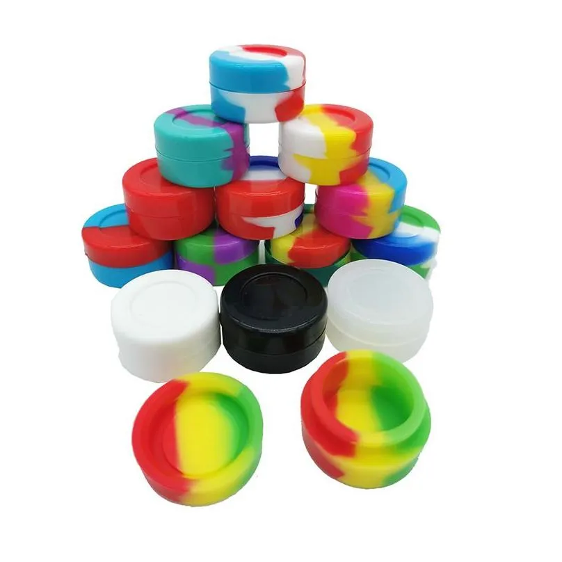 round non stick silicone jar container 5ml silicon box tub jar wax dabber tool oil rigs slicks for smoking accessories