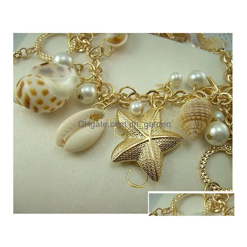 Pendant Necklaces Wholesal New Fashion Beach Wind Shell Conch Star Pendant Necklace Moonlight Gemstone Ocean Element For Women Jewelry Dhovb