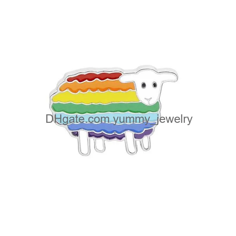 Pins, Brooches Rainbow Color Enamel Lgbt Brooches For Women Men Gay Lesbian Pride Lapel Pins Badge Fashion Jewelry In Bk Drop Delivery Dh6Mh