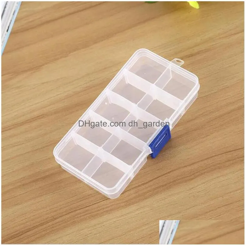 Storage Boxes & Bins Transparent Plastic Storage Box Jewelry 10 Grids Earring Ring Necklace Boxs Holder Case Drop Delivery Home Garden Dhnxa