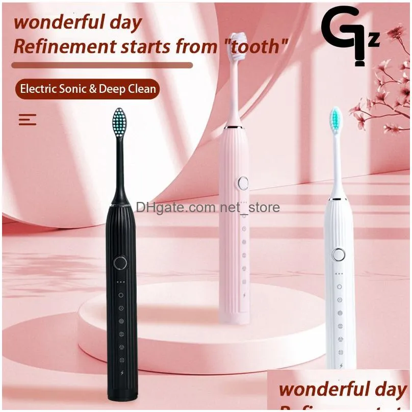 toothbrush gezhou n105 upgrade sonic electric toothbrush adult timed brush 6 modes usb  rechargeable toothbrush replacement head set