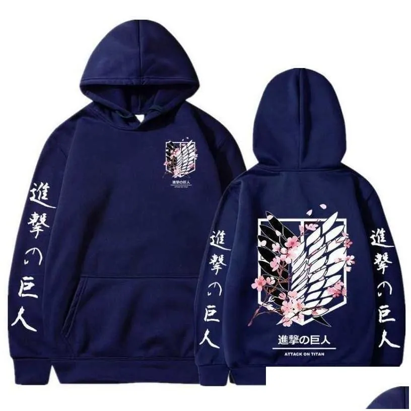 mens hoodies sweatshirts japanese graphic men attack on  print plover sweatshirt harajuku clothes uni male drop delivery app