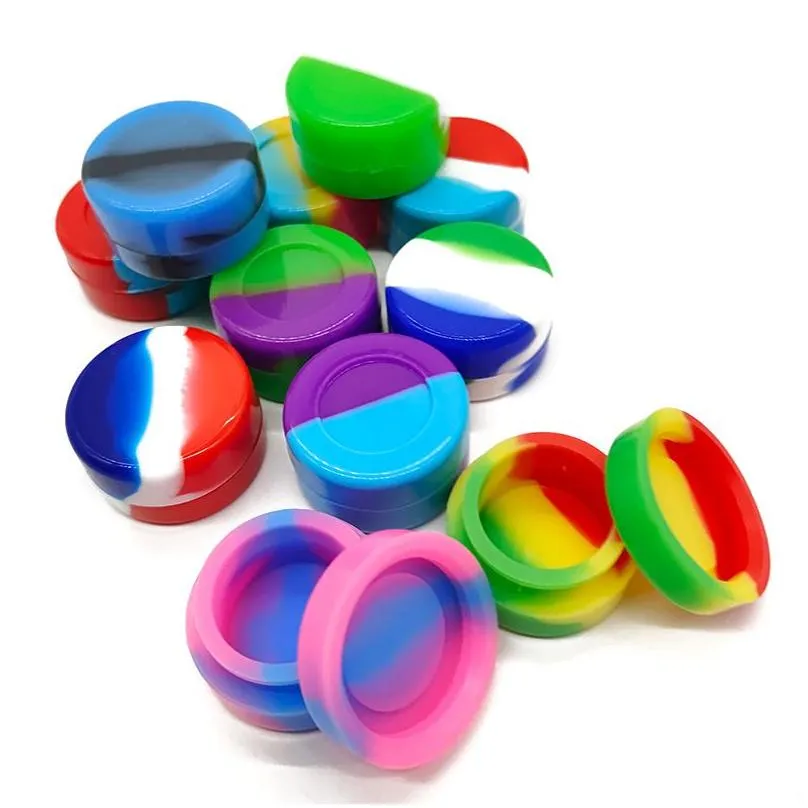 round non stick silicone jar container 5ml silicon box tub jar wax dabber tool oil rigs slicks for smoking accessories