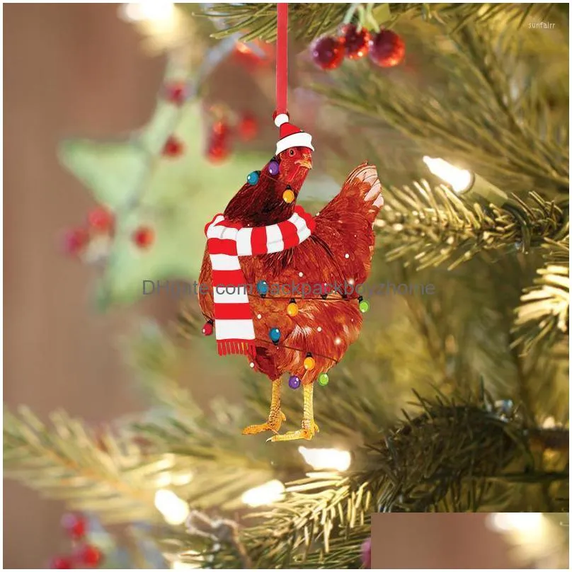 decorative figurines objects stained glass window pair chicken christmas decorations holiday wood scarf ornaments ornament string