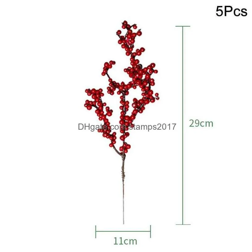 planters pots 5pcs artificial red christmas berries pine cone branches for home diy wreath decorations xmas tree ornaments noel 20