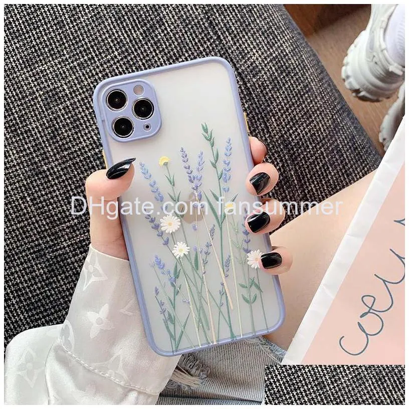 flower printing phone cases for iphone 12 11 pro max xs xr 8 7 6 plus se 2 lens protection shockproof case cover