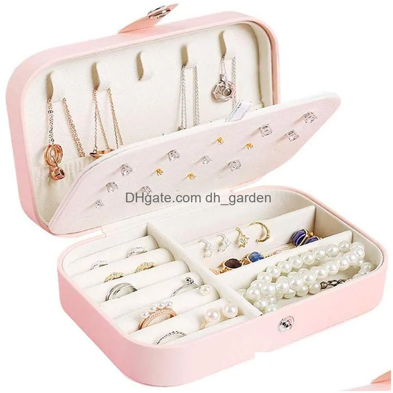Jewelry Boxes Protable Pu Leather Jewelry Box Necklace Ring Earrings Storage Organizer Holder Travel Cosmetics Beauty Accessories Disp Dh6Yu