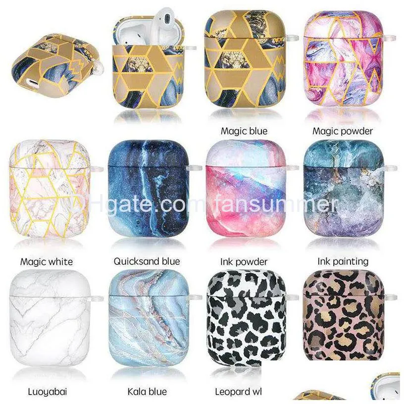 tpu case for  1 2 full protective cover new luxury coloful universal marble shockproof cover for airpod 1st 2nd generation