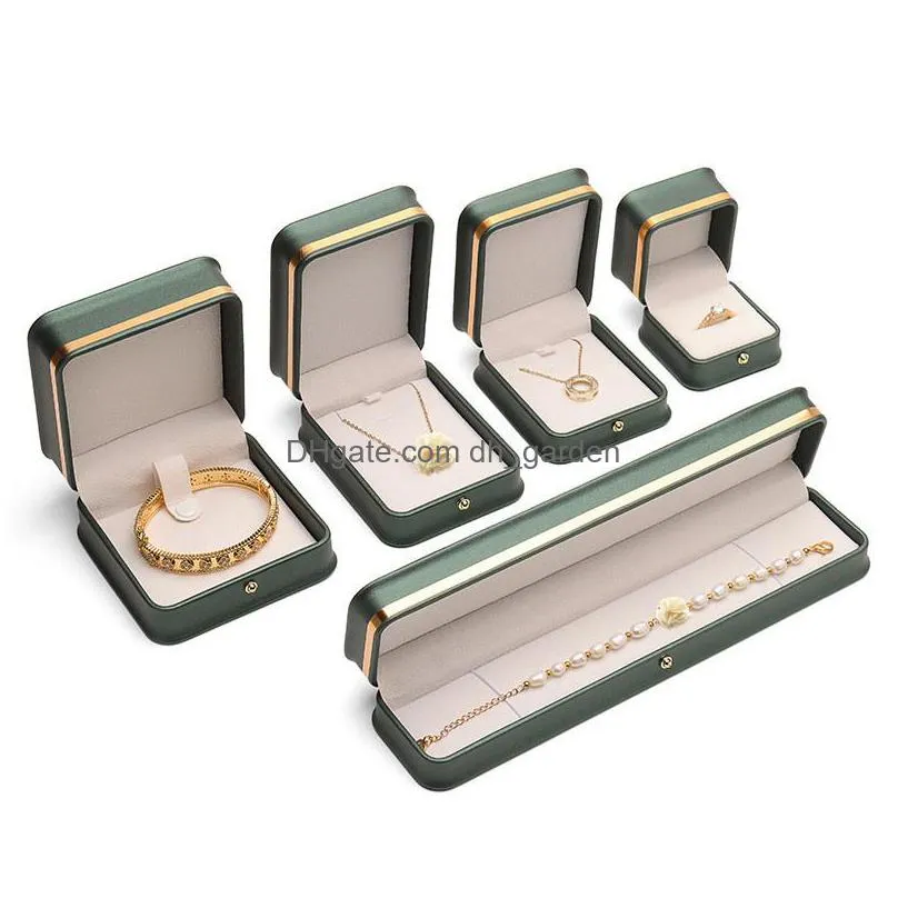 Jewelry Boxes Jewelry Box Pu Leather Necklace Ring Storage Organizer Bracelet Pendant Case Travel Holder For Women Girls Proposal Wedd Dhgdv