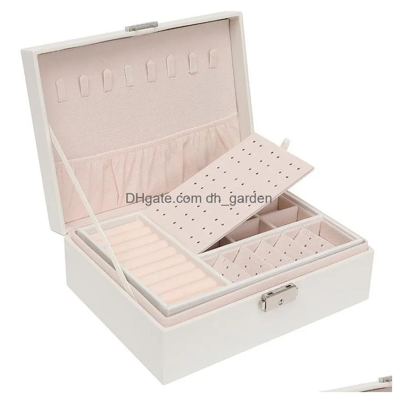 Jewelry Boxes Large Capacity Jewelry Box Pu Leather Travel Organizer Holder Mtifunction Necklace Earring Ring Storage Case Packaging F Dhgwa