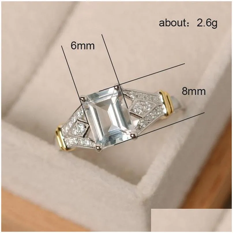 Wedding Rings Drop Fashion Jewelry 925 Sier Fill Princess Cut Mti Gemstones Cz Diamond Women Party Wedding Band Ring For Lovers Gift D Dhzc7