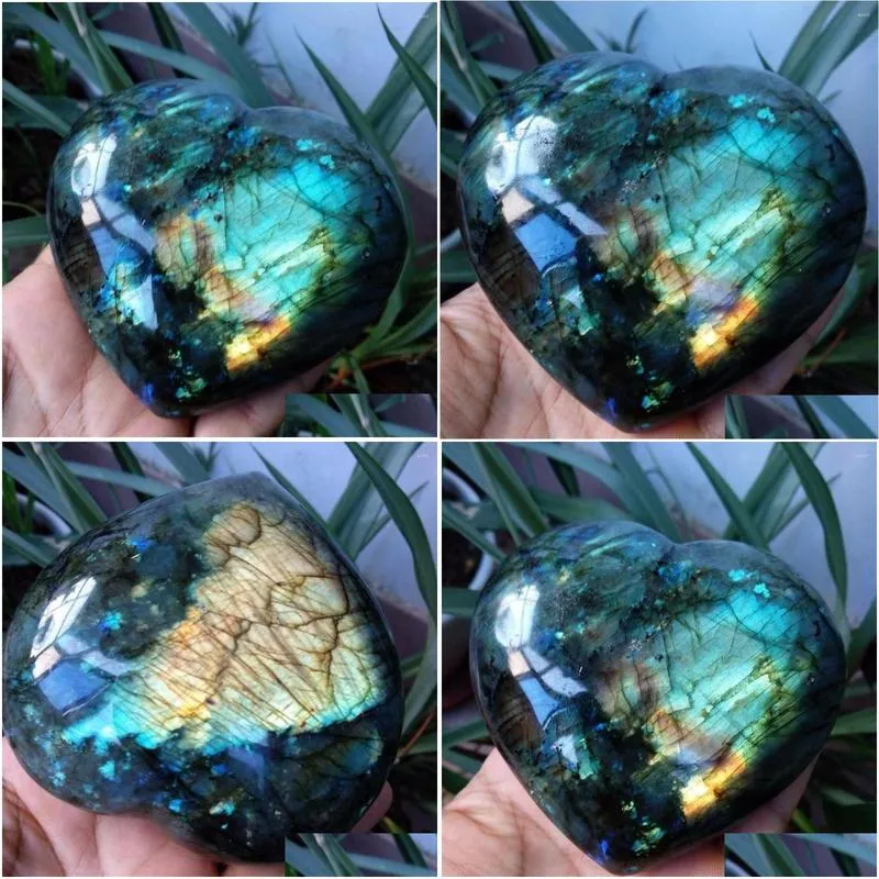 decorative figurines labradorite heart moonstone positive energy reiki gems crystal healing