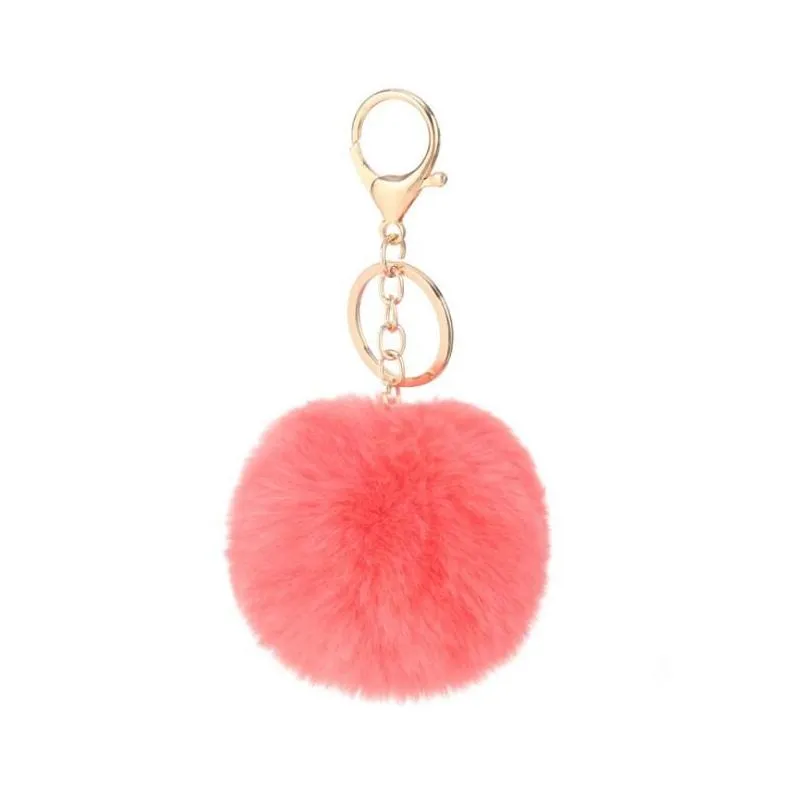 Keychains & Lanyards 37 Colors 8Cm Imitate Rabbit Fur Ball Keychain Pom Car Handbag Fluffy Faux Key Ring Drop Delivery Fashion Accesso Dhccy