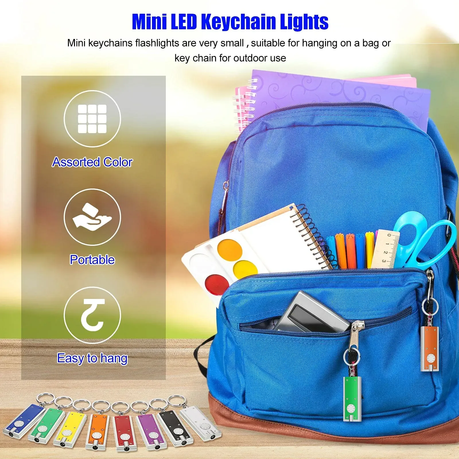 mini keychain led lights keychains flashlight assorted color ultra bright flashlight portable key chain flash light torch key ring powerful keychain lights for outdoor camping activity