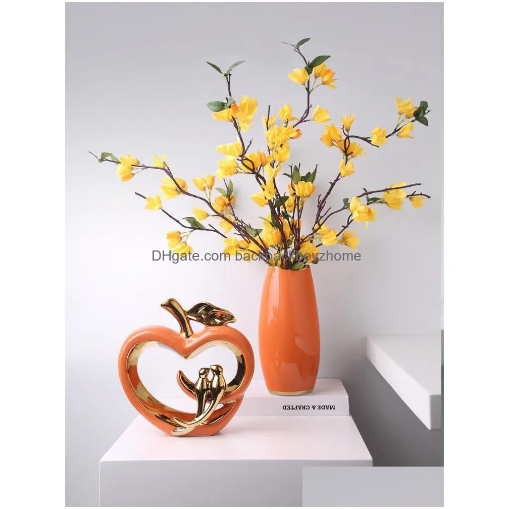 decorative objects figurines ceramic hollow crafts  golden bird simulation animal handicraft furnishings home decoration