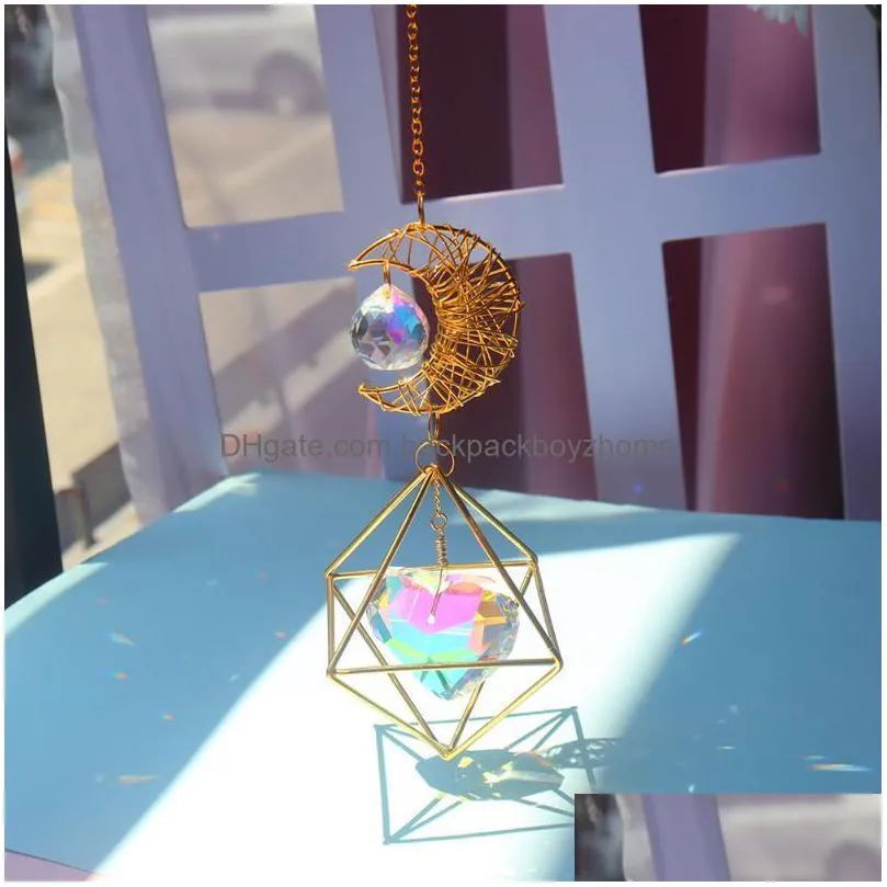 garden decorations crystal sun catching wind chimes jewelry handmade hanging love heart longan doublepointed diamond pendants outdoor