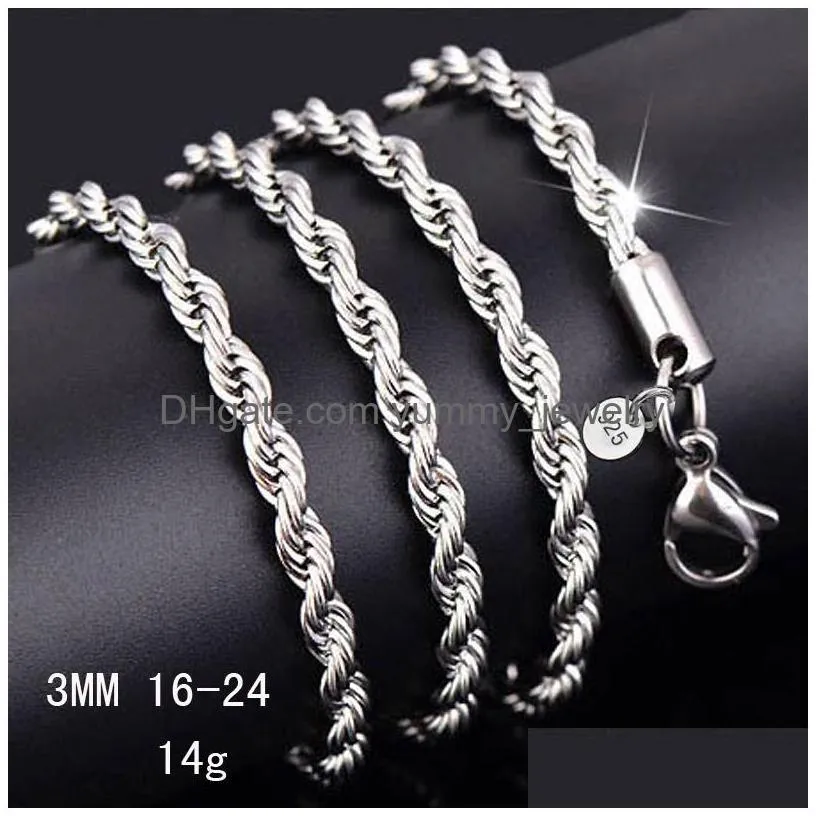 Chains Top Quality M 925 Sterling Sier Twisted Rope Chains 16-30Inches Necklaced For Women Men Fashion Diy Jewelry In Bk Drop Delivery Dhwi2