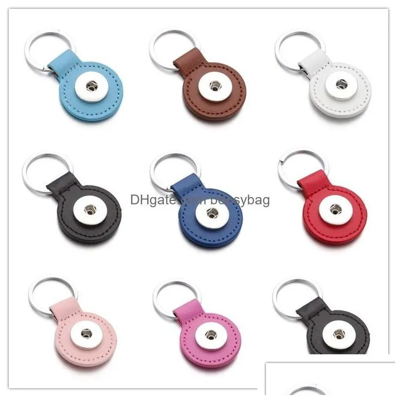 keychains lanyards noosa pu leather 18mm snap button key rings keychain fit diy ginger snaps keyrings jewelry drop delivery fashio