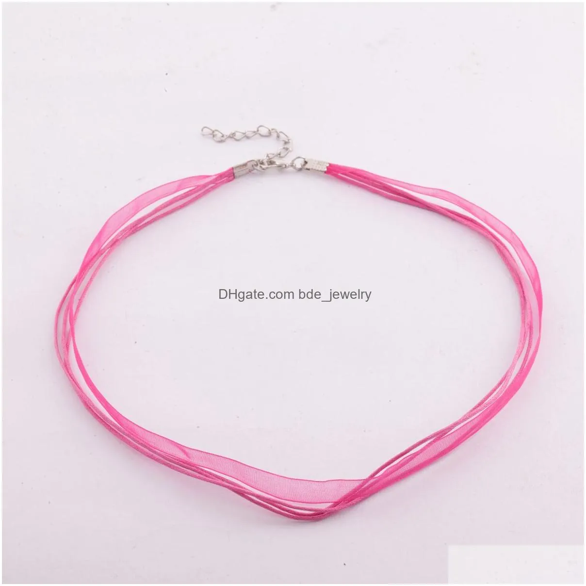 organza voile ribbon necklaces 18 chains jewelry diy jewelry findings components chain 100pcs/lot mixed 22colors
