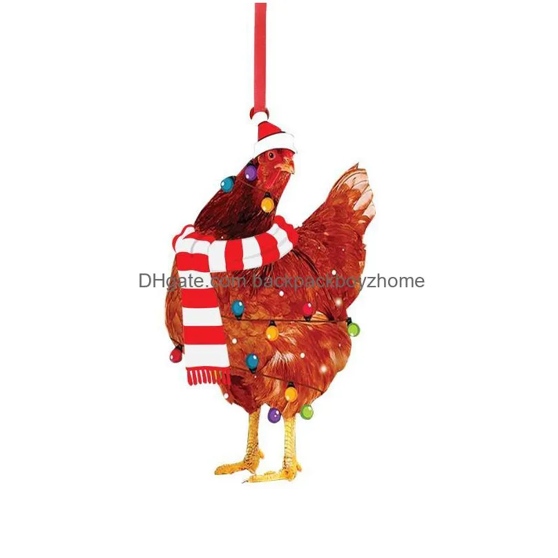 decorative figurines objects stained glass window pair chicken christmas decorations holiday wood scarf ornaments ornament string