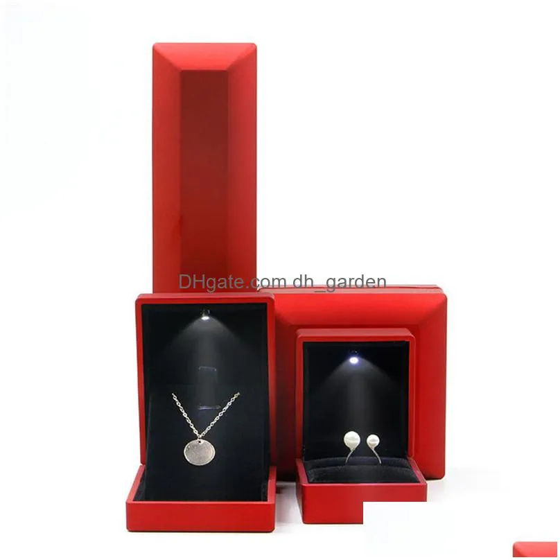 Jewelry Boxes Jewelry Box With Led Light For Engagement Wedding Rings Boxes Festival Birthday Jewerly Necklace Display Gift Case Packa Dhuef