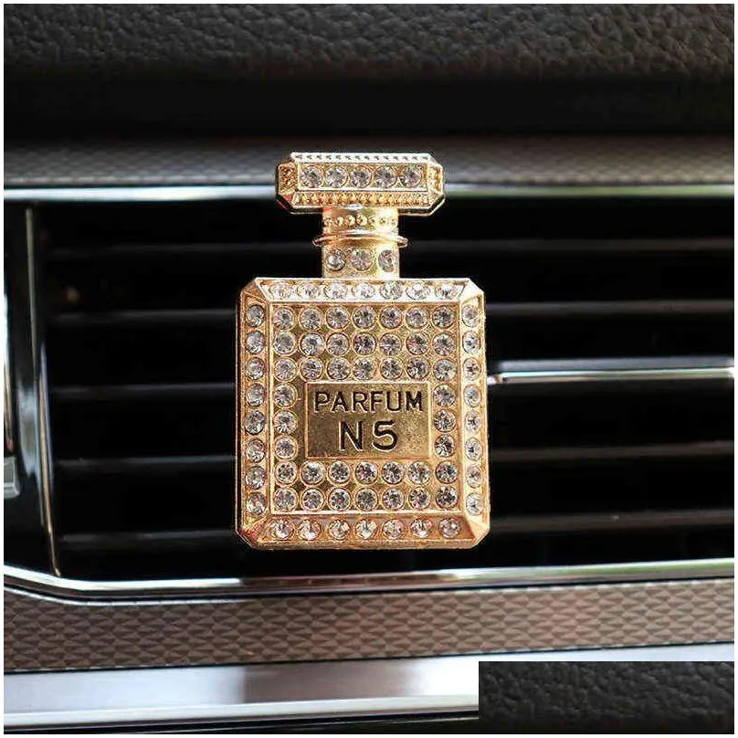 decorations diamond perfume bottle decor for vent clip air freshener in auto interior decoration aroma diffuser car accessories 0919
