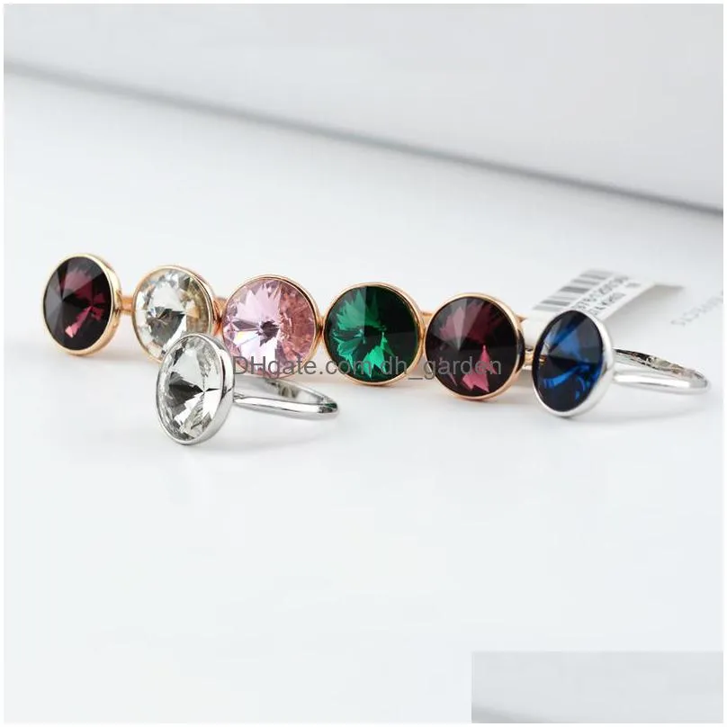 finger crystals from swarovski trendy round rivoli stone rings for women elegant party wedding jewelry romantic gift