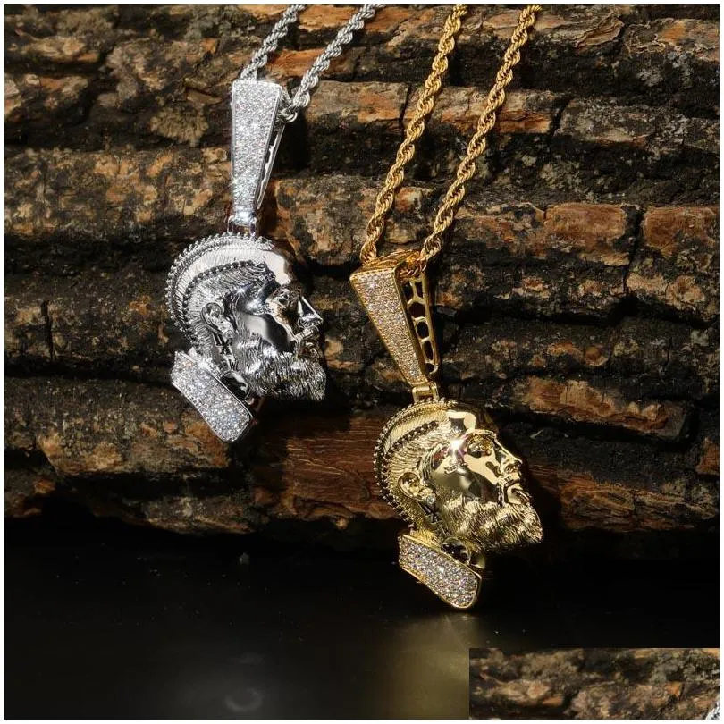 Pendant Necklaces Hip Hop Cz Stone Paved Bling Iced Out Famous Rapper  Head Pendants Necklace For Men Jewelry Drop Deliver Dh8Ym