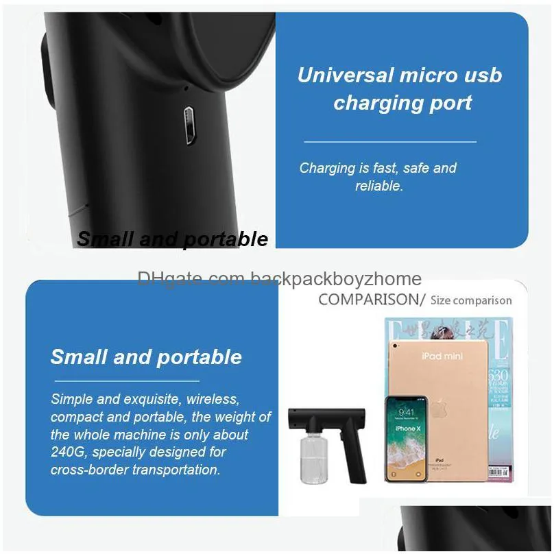 watering equipments handheld electric wireless disinfection sprayer portable usb rechargeable nano atomizer 250ml home steam spray gun