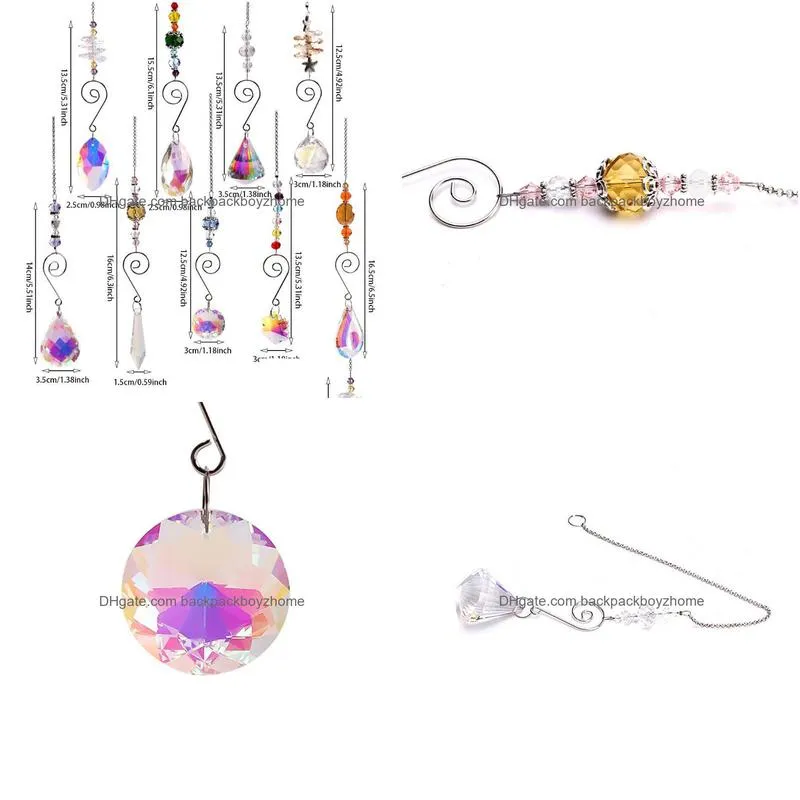 garden decorations 9pcs chandelier lamp diy sun catcher office chain ornament beads home gift hanging colorful crystals light pendant