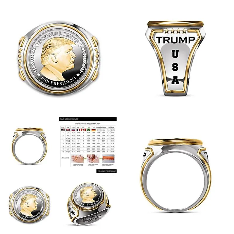 Cluster Rings Trump Ring Most Recent Jewelry American President Mens Cool Biker Rings 2021 Drop Delivery Jewelry Ring Dhbms