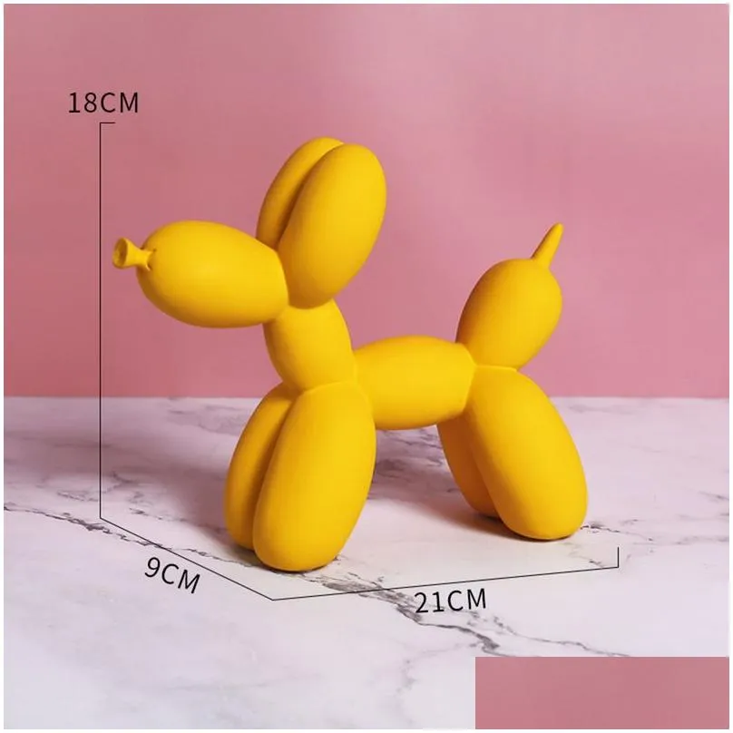 Decorative Objects & Figurines Dog Scpture Balloon Art Statue Mini Collectible Figure Home Decoration Resin Figurine Desk Accessories Dhmuf