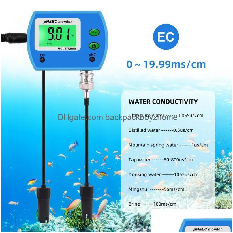 professional 2 in 1 digital ph meter ec meter for aquarium multiparameter water quality monitor online ph/ec monitor acidometer