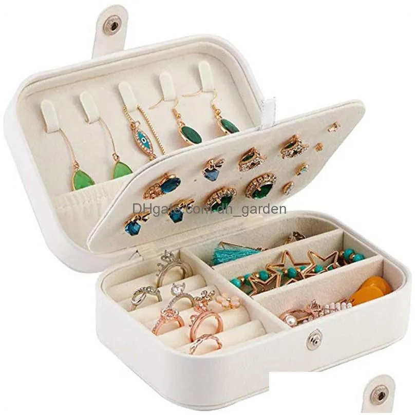 Jewelry Boxes Protable Pu Leather Jewelry Box Necklace Ring Earrings Storage Organizer Holder Travel Cosmetics Beauty Accessories Disp Dh6Yu